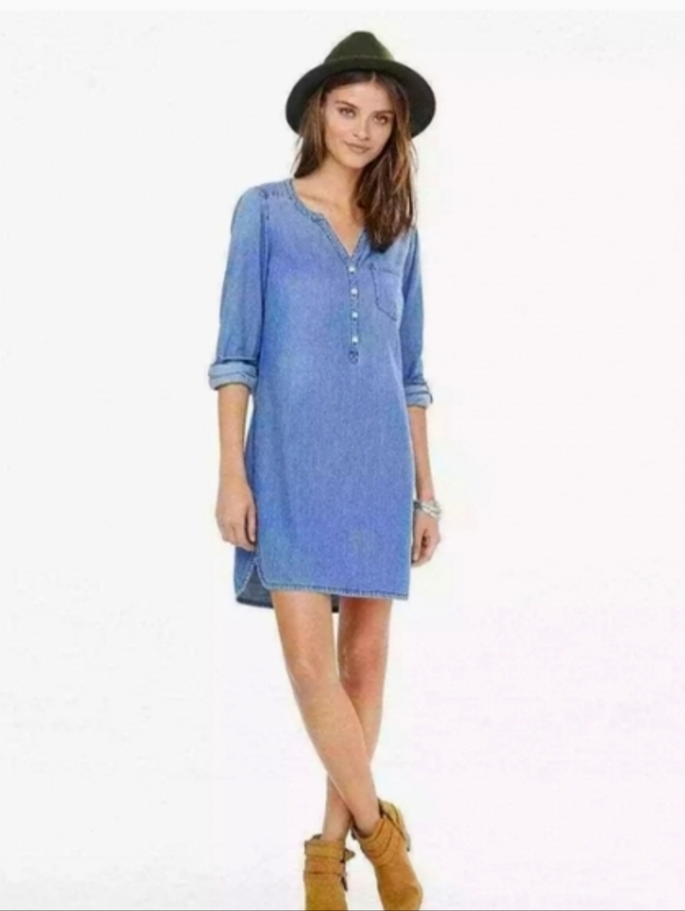 Express Denim Button-Up Dress